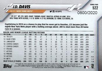 2020 Topps - Gold #522 J.D. Davis Back