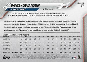 2020 Topps - Rainbow Foil #47 Dansby Swanson Back