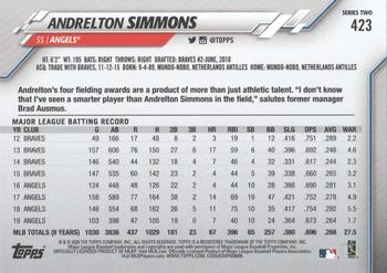2020 Topps - Rainbow Foil #423 Andrelton Simmons Back