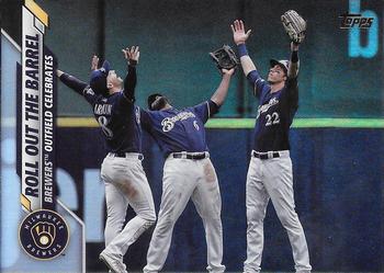 2020 Topps - Rainbow Foil #611 Roll Out The Barrel (Christian Yelich / Ryan Braun / Lorenzo Cain) Front