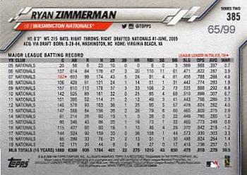 2020 Topps - Vintage Stock #385 Ryan Zimmerman Back