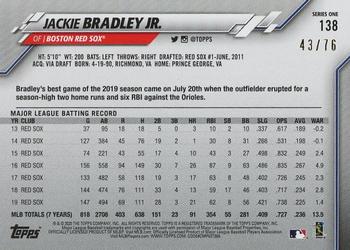 2020 Topps - Independence Day #138 Jackie Bradley Jr. Back