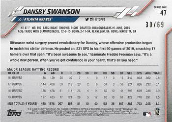 2020 Topps - Black #47 Dansby Swanson Back