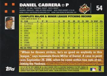 2007 Topps - 1st Edition #54 Daniel Cabrera Back