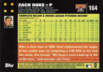 2007 Topps - 1st Edition #164 Zach Duke Back