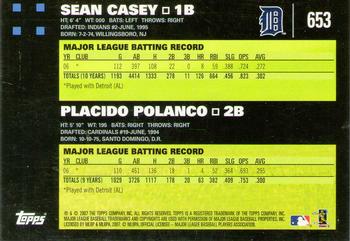 2007 Topps - 1st Edition #653 Sean Casey / Placido Polanco  Back