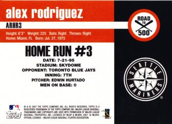 2007 Topps - Alex Rodriguez: Road to 500 #ARHR3 Alex Rodriguez Back