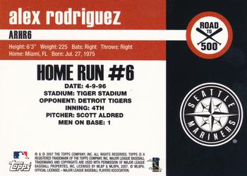 2007 Topps - Alex Rodriguez: Road to 500 #ARHR6 Alex Rodriguez Back