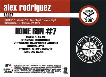 2007 Topps - Alex Rodriguez: Road to 500 #ARHR7 Alex Rodriguez Back