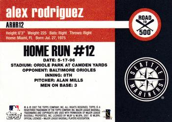 2007 Topps - Alex Rodriguez: Road to 500 #ARHR12 Alex Rodriguez Back