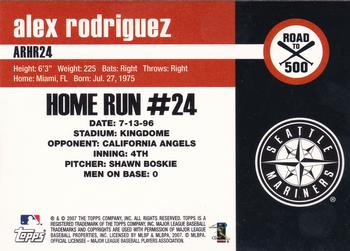2007 Topps - Alex Rodriguez: Road to 500 #ARHR24 Alex Rodriguez Back