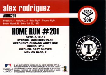 2007 Topps - Alex Rodriguez: Road to 500 #ARHR201 Alex Rodriguez Back