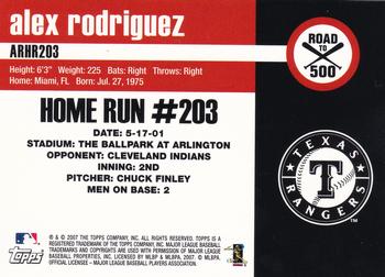 2007 Topps - Alex Rodriguez: Road to 500 #ARHR203 Alex Rodriguez Back