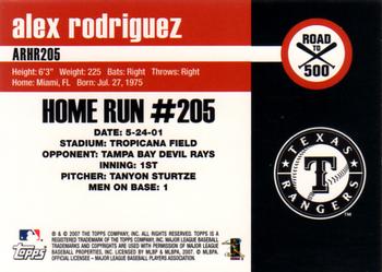 2007 Topps - Alex Rodriguez: Road to 500 #ARHR205 Alex Rodriguez Back