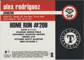 2007 Topps - Alex Rodriguez: Road to 500 #ARHR209 Alex Rodriguez Back