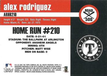 2007 Topps - Alex Rodriguez: Road to 500 #ARHR210 Alex Rodriguez Back