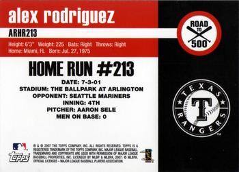 2007 Topps - Alex Rodriguez: Road to 500 #ARHR213 Alex Rodriguez Back