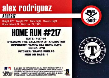 2007 Topps - Alex Rodriguez: Road to 500 #ARHR217 Alex Rodriguez Back