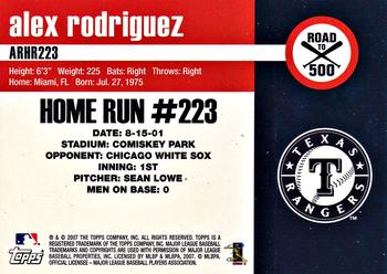 2007 Topps - Alex Rodriguez: Road to 500 #ARHR223 Alex Rodriguez Back