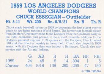 1980 TCMA 1959 Los Angeles Dodgers Blue #004 Chuck Essegian Back