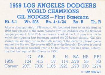 1980 TCMA 1959 Los Angeles Dodgers Blue #024 Gil Hodges Back