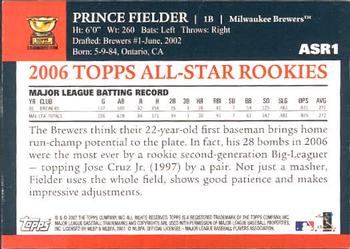2007 Topps - All-Star Rookies #ASR1 Prince Fielder Back