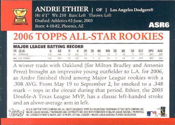 2007 Topps - All-Star Rookies #ASR6 Andre Ethier Back
