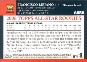 2007 Topps - All-Star Rookies #ASR9 Francisco Liriano Back