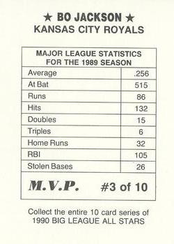 1990 M.V.P. Big League All Stars Multi-Color Border (unlicensed) #3 Bo Jackson Back