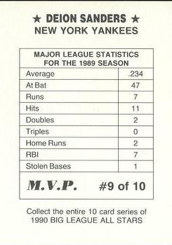 1990 M.V.P. Big League All Stars Multi-Color Border (unlicensed) #9 Deion Sanders Back