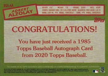2020 Topps - 1985 Topps Baseball 35th Anniversary Autographs #85A-AA Adbert Alzolay Back