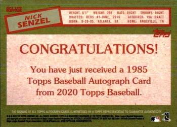 2020 Topps - 1985 Topps Baseball 35th Anniversary Autographs #85A-NSE Nick Senzel Back