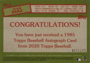 2020 Topps - 1985 Topps Baseball 35th Anniversary Autographs Black #85A-ID Isan Diaz Back