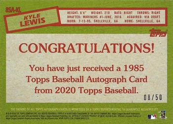 2020 Topps - 1985 Topps Baseball 35th Anniversary Autographs Gold #85A-KL Kyle Lewis Back