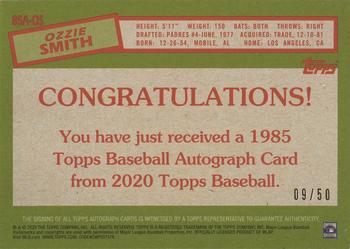 2020 Topps - 1985 Topps Baseball 35th Anniversary Autographs Gold #85A-OS Ozzie Smith Back