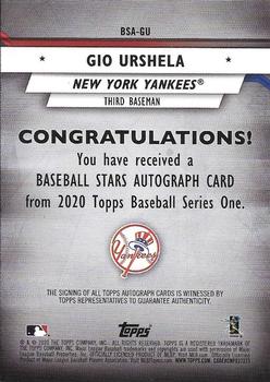 2020 Topps - Baseball Stars Autographs #BSA-GU Gio Urshela Back