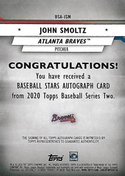 2020 Topps - Baseball Stars Autographs #BSA-JSM John Smoltz Back