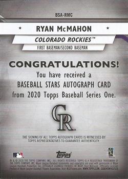 2020 Topps - Baseball Stars Autographs Black #BSA-RMC Ryan McMahon Back