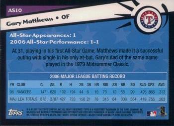 2007 Topps - MLB All-Stars #AS10 Gary Matthews Back