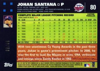 2007 Topps - Copper #80 Johan Santana Back