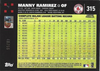 2007 Topps - Copper #315 Manny Ramirez Back