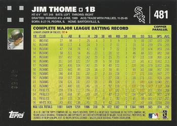 2007 Topps - Copper #481 Jim Thome Back