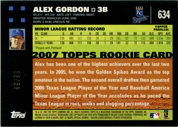 2007 Topps - Copper #634 Alex Gordon Back