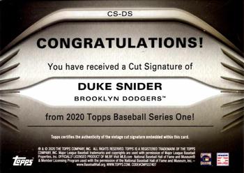 2020 Topps - Cut Signatures (Series One) #CS-DS Duke Snider Back