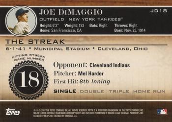 2007 Topps - Joe DiMaggio: The Streak #JD18 Joe DiMaggio Back