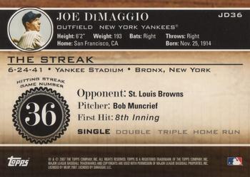 2007 Topps - Joe DiMaggio: The Streak #JD36 Joe DiMaggio Back