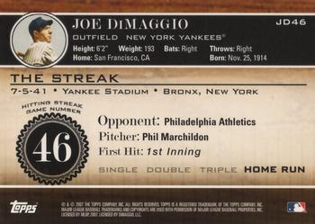 2007 Topps - Joe DiMaggio: The Streak #JD46 Joe DiMaggio Back