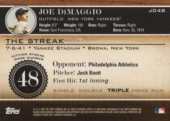 2007 Topps - Joe DiMaggio: The Streak #JD48 Joe DiMaggio Back