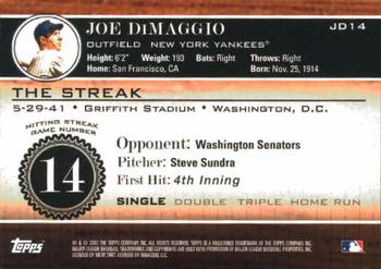 2007 Topps - Joe DiMaggio: The Streak #JD14 Joe DiMaggio Back