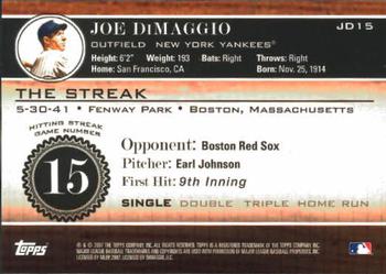 2007 Topps - Joe DiMaggio: The Streak #JD15 Joe DiMaggio Back